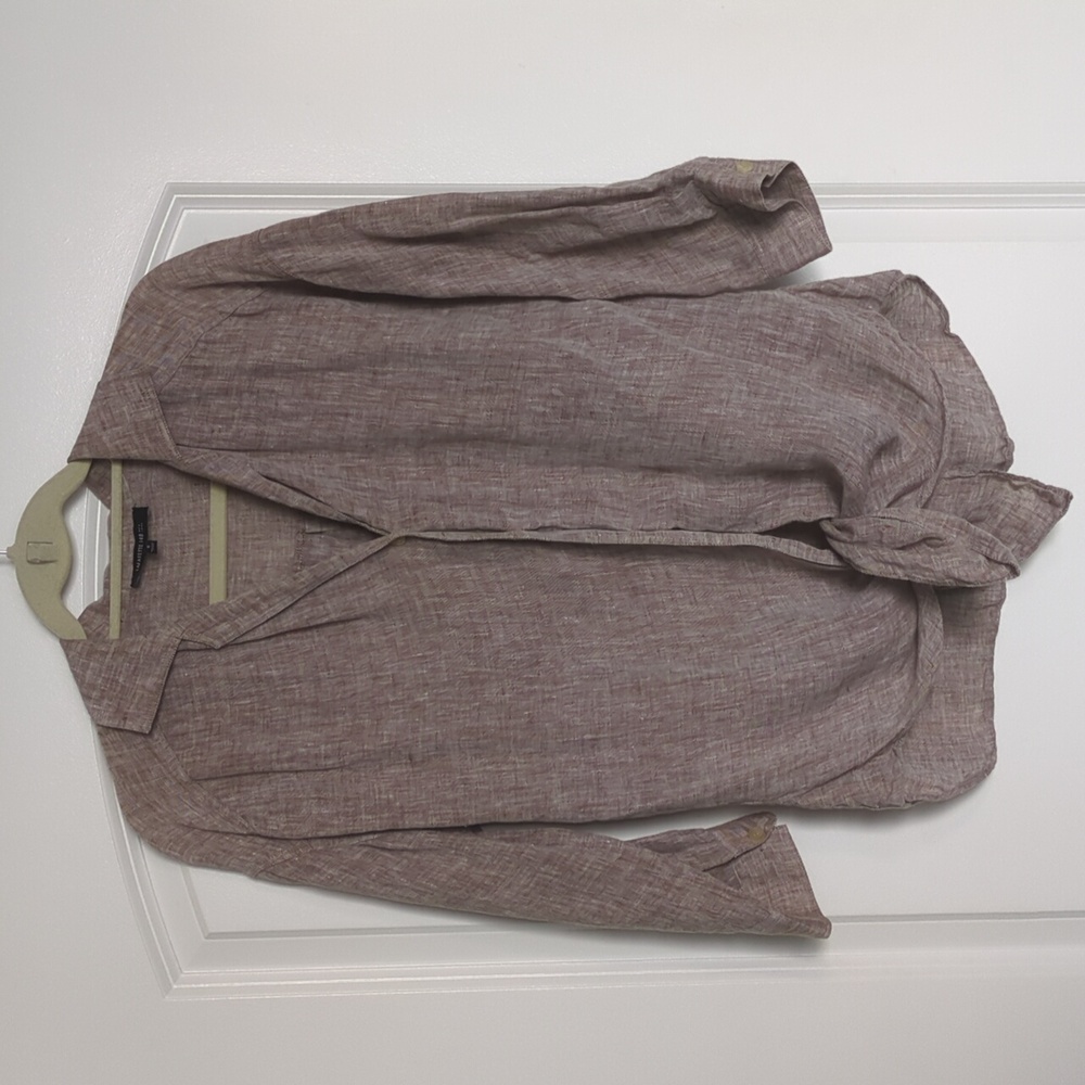 Lafayette 148 Linen Tie Front Button Down Shirt